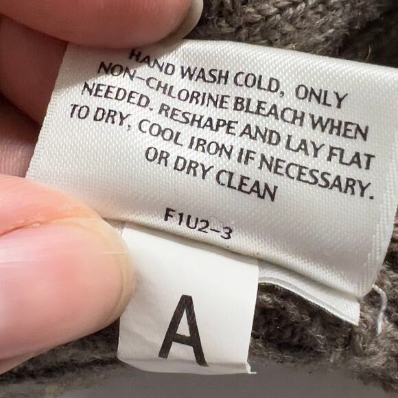 Eileen Fisher L Womens Brown Open Cardigan Sweater Wool Mohair Trim *flaw - Picture 8 of 10